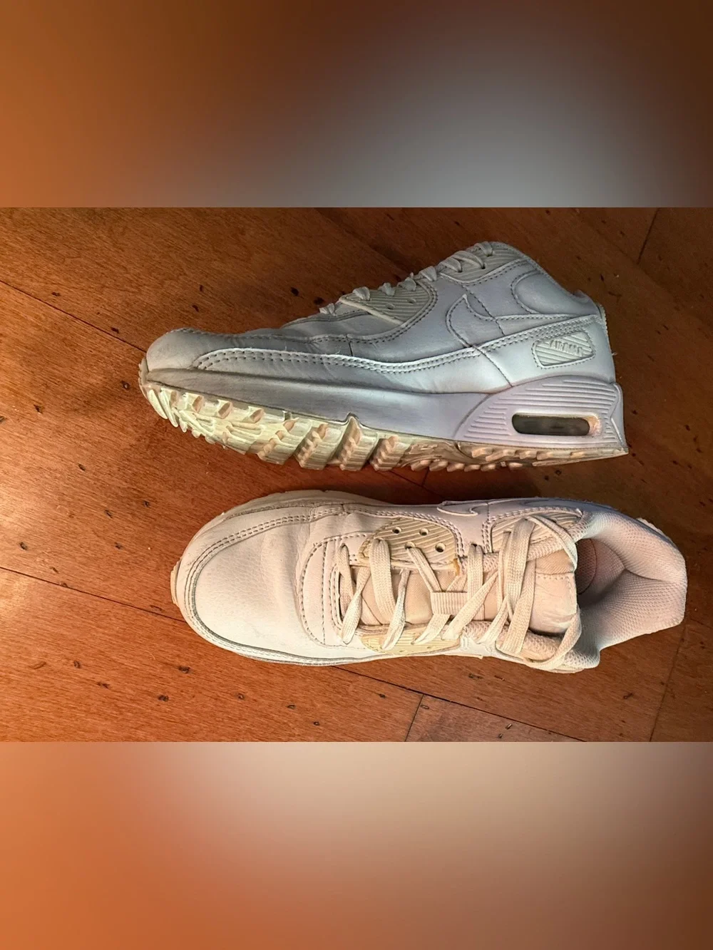 Nike Air Max Off-White Leather Style Sneakers, Sz 5.5y, guc